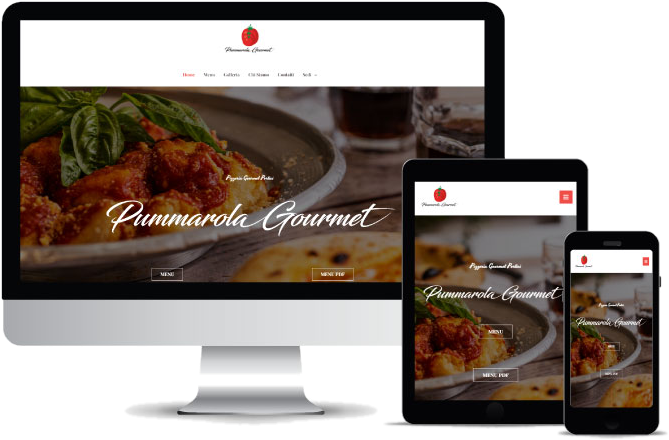 Menù digitale per pizzeria: sito Pummarola Gourmet realizzato da Web Maya